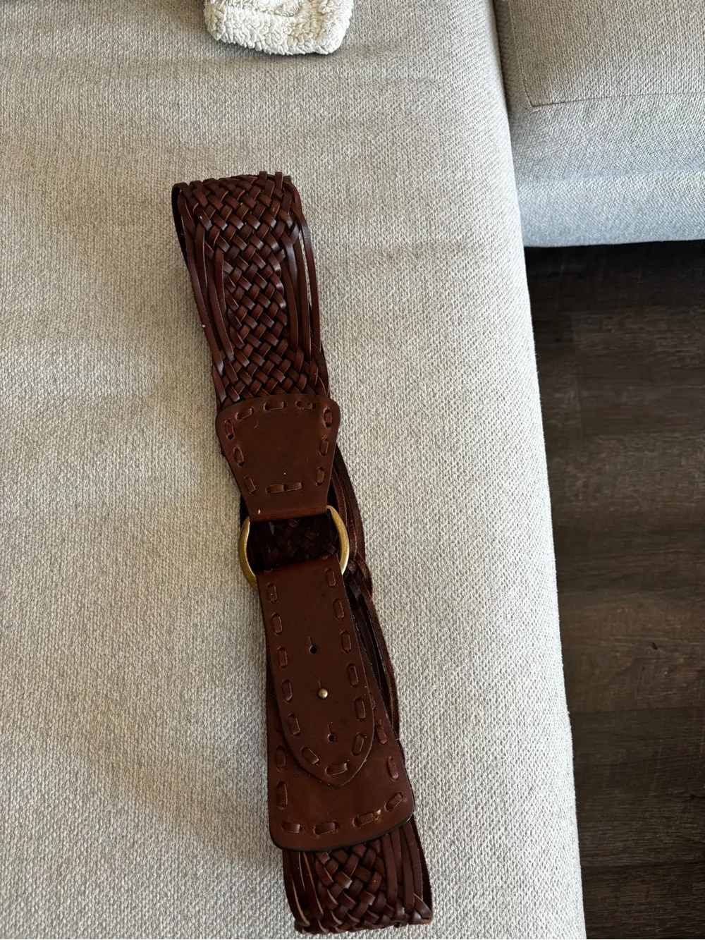 Brown Woven Leather unisex  Belt